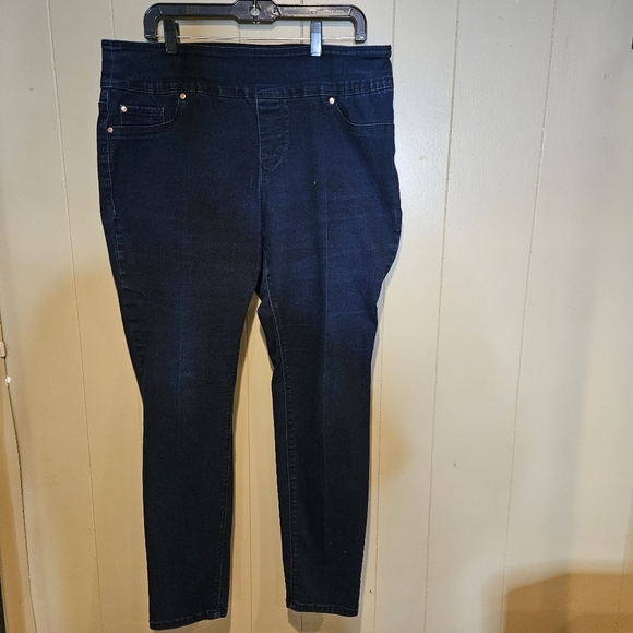 IMAN Denim - Iman Global Jeans, Womens, Size 1X, Dark Wash, Pull-On, Straight-Leg, Stretchy